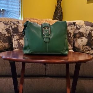 Coach "first line" M sturdy Kelly Green Leather